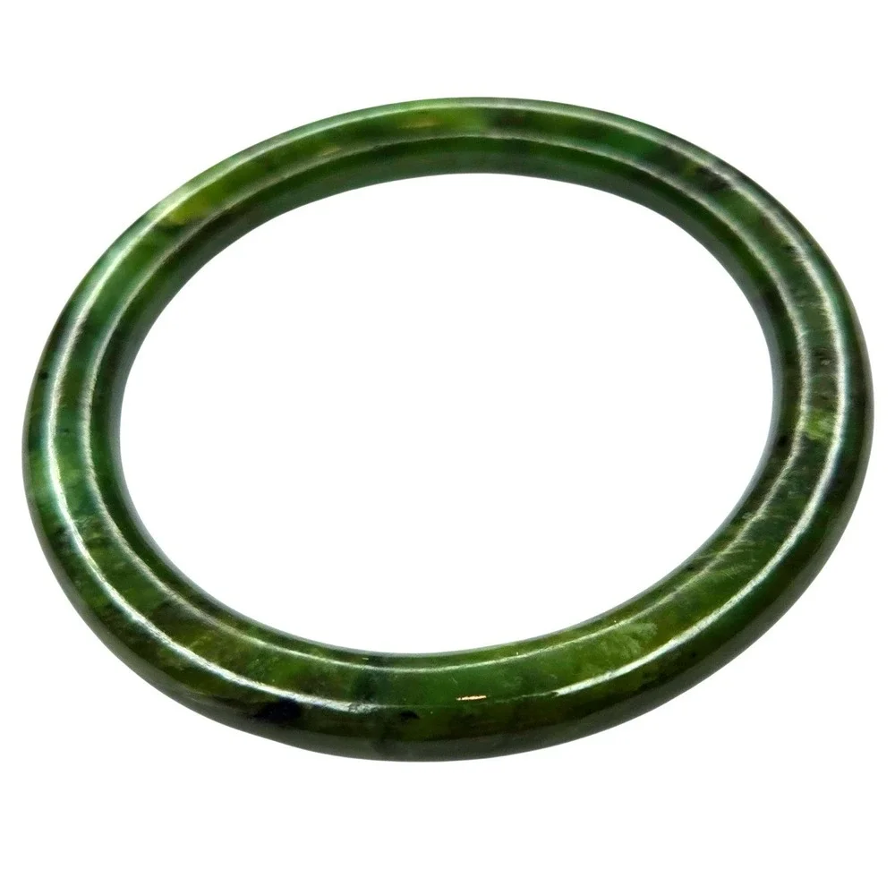 Vintage Bangle Bracelet Serpentine 7.25in Green Natural Stone Polished Solid